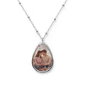 Personalized Oval Photo Necklace — Engraved Teardrop Valentine day Pendant Gift
