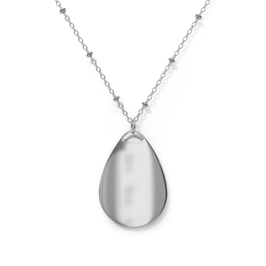 Personalized Oval Photo Necklace — Engraved Teardrop Valentine day Pendant Gift