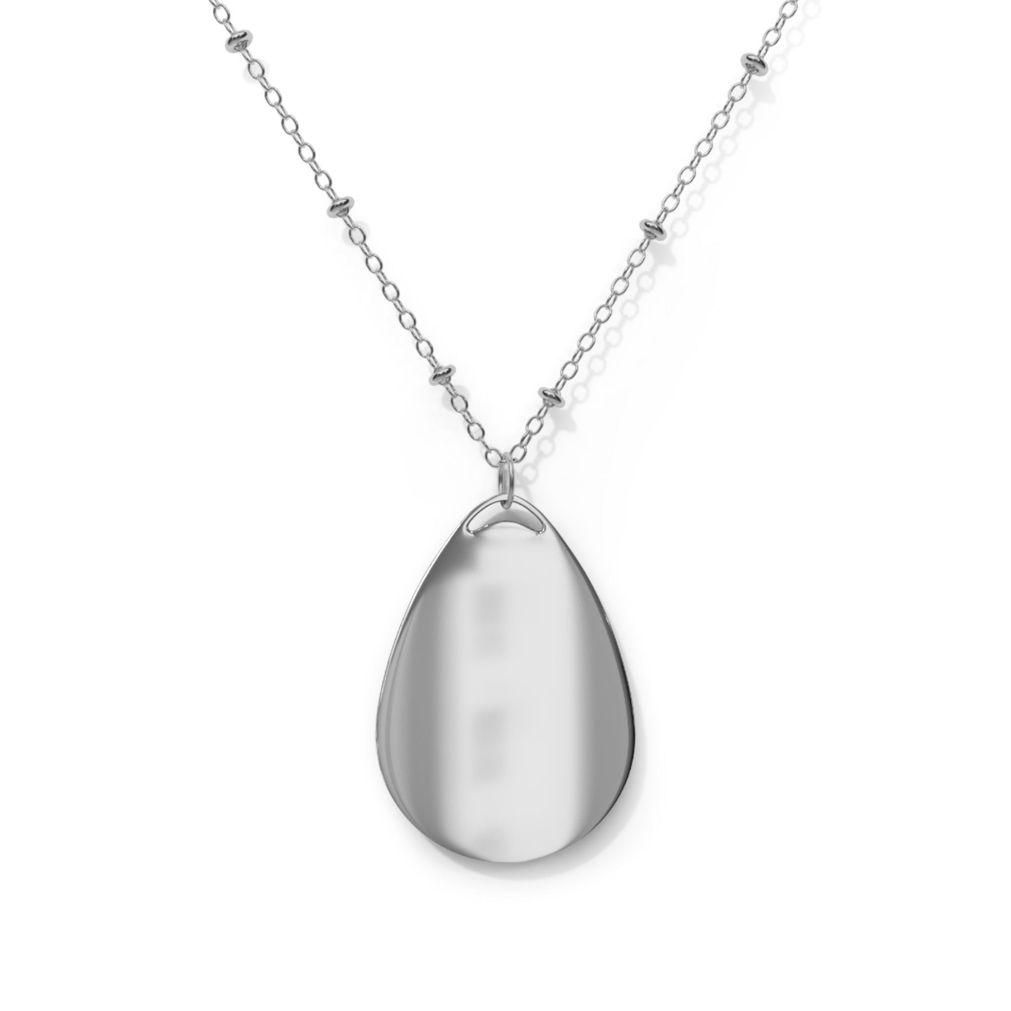Personalized Oval Photo Necklace — Engraved Teardrop Valentine day Pendant Gift
